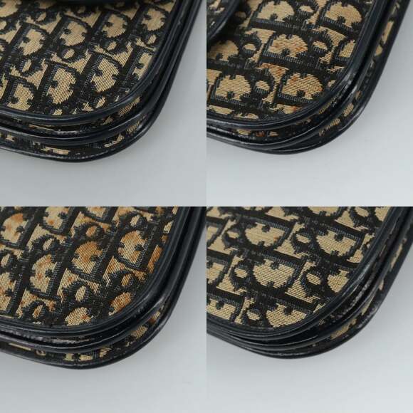 DIOR Trotter Canvas Shoulder Bag Navy Gold - Picture 10 of 13